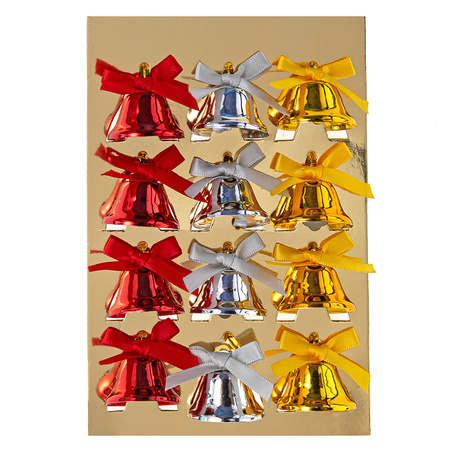 Metalowe dzwonki z kokardką mix kolorów 12szt.