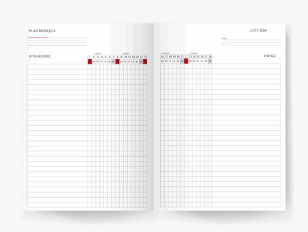 Kalendarz 2026 Jazz A5 dzienny czerwony