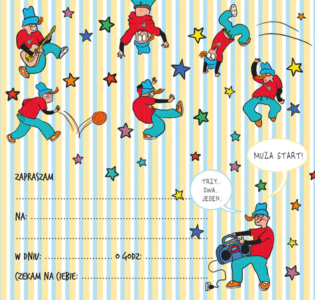 Zaproszenie Chłopak 5 sztuk wraz z kopertami