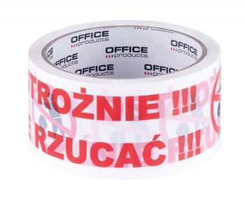 Taśma pakowa Office Products ostrożnie nie rzucać 48mmx50y biała 1szt.