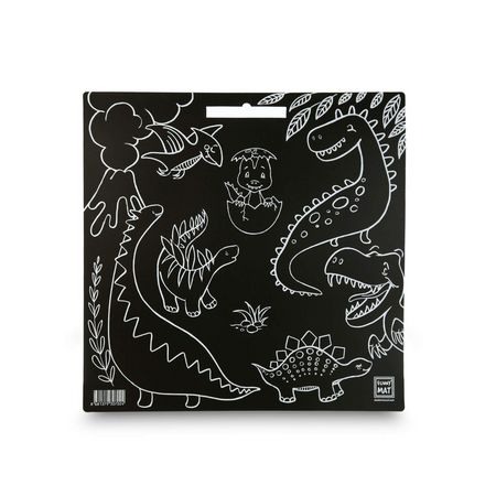 Czarna mata Strigo Funny Mat Dinozaury 40x40 cm + kreda