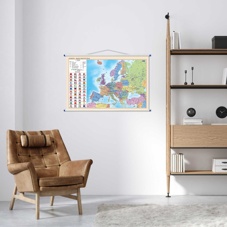 Mapa ścienna Europa polityczno fizyczna dwustronna 1:12 000 000