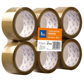 PACZKA Taśma pakowa brązowa Tetis 6 sztuk 48mmx50mx48mikr.