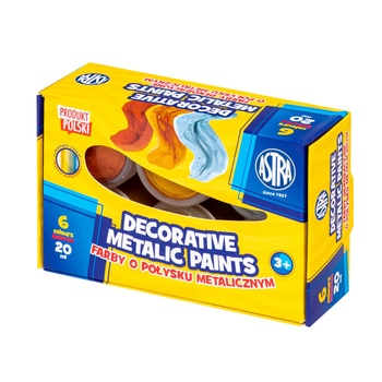 Farby dekoracyjne Astra o połysku metalicznym 6 kolorów po 20 ml