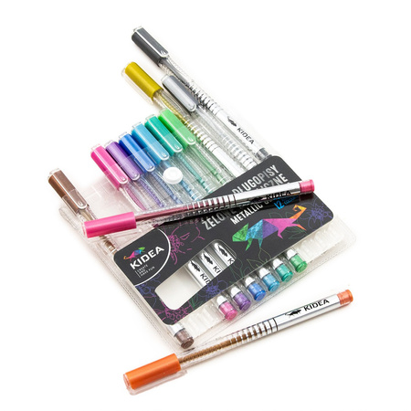 Długopisy żelowe metaliczne Kidea 12 kolorów