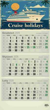 Kalendarz 2026 trójdzielny płaski ekologiczny KTTEKO 1szt.mix