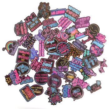 Naklejki winylowe slogany motywacyjne neonowe 50 szt.