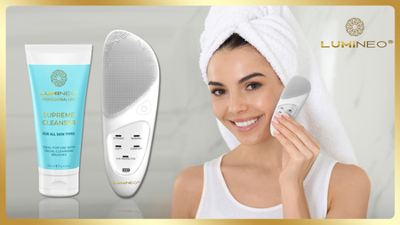 Szczoteczka do twarzy LUMINEO SONIC perłowa + żel do twarzy