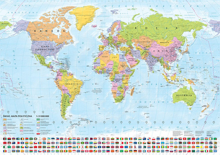Świat mapa polityczna i krajobrazowa 1:31 000 000 PL XXL laminat 2024