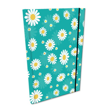 Notes A5 kratka z gumką Soft Touch Stokrotki na turkusie