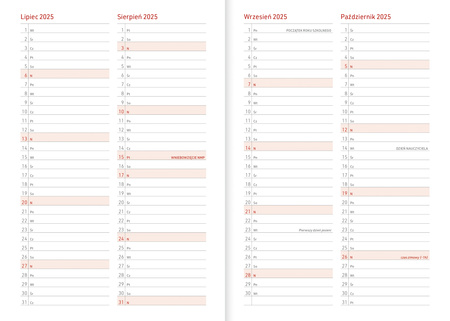 Kalendarz nauczyciela 2025/2026 A5T Nebraska z gumką CZERWONY