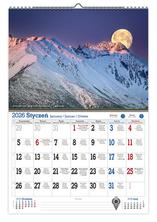 Kalendarz 2026 ścienny Tatry że hej A3 V1