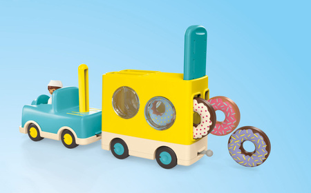 Playmobil JUNIOR Szalony Donut Truck z funkcją układania i sortowania 71702