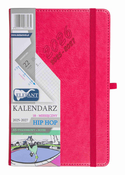 Kalendarz 2026 18 m-cy. Hip hop A5 tygodniowy karmazyn