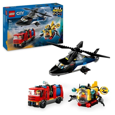 Lego City Zestaw z helikopterem wozem strażackim i łodzią podwodną 60462