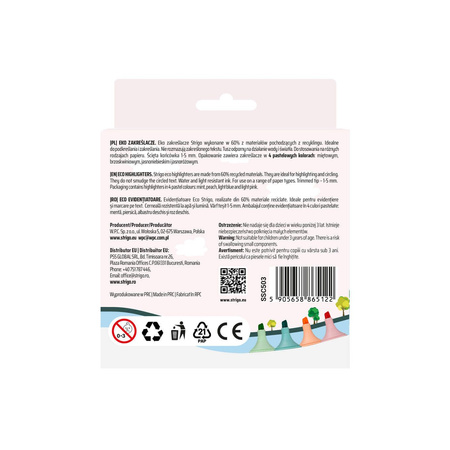 Zakreślacze Strigo Eko Pastel Kapibara 4 sztuki