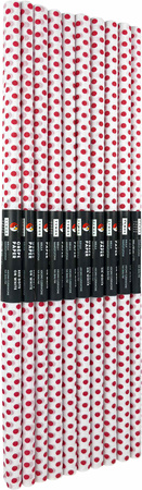 Paczka Bibuła marszczona 50x200 kropki czerwone na białym 10 rolek