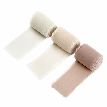 Tasiemki szyfonowe Cream Beige 4cmx5m 3 szt.