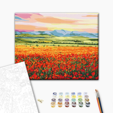 Malowanie po numerach BRUSHME 40x50 cm Zachód Słońca nad Polem Kwiatów