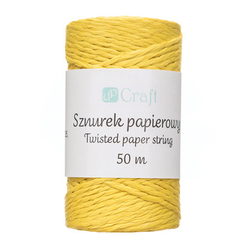 Sznurek papierowy skręcany żółty 50m