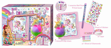 Pamiętnik na spirali z breloczkiem Jednorożec