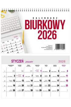 Kalendarz 2026 biurkowy poprzeczny miesięczny