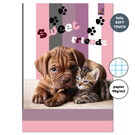 Zeszyt A4 32 kartki w kratkę 90g Pies i Kot