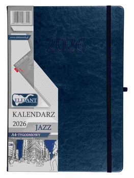 Kalendarz 2026 Jazz A4 tygodniowy granatowy