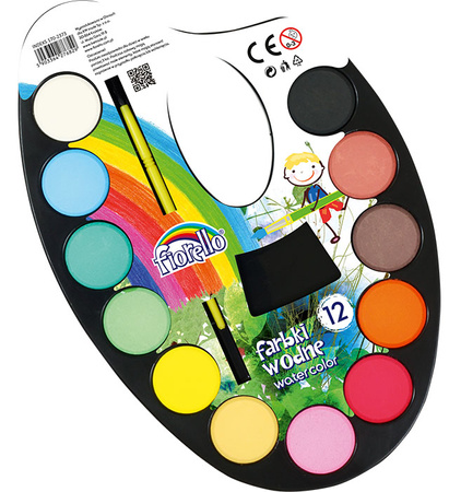 Farby wodne na paletce Fiorello 12 kolorów