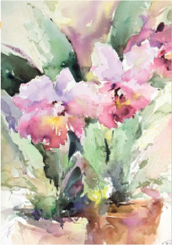 Karnet DaVinci 12x18 akwarela kwiat różowy B-BJ 202 388