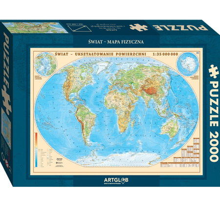 Puzzle 2000 Świat fizyczny mapa 1:35 000 000