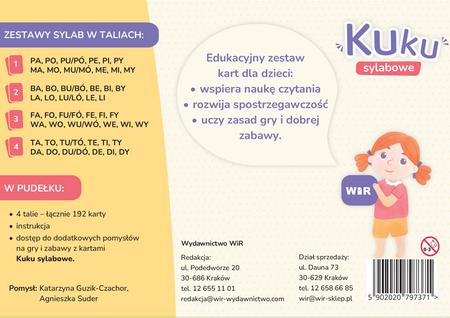 Kuku sylabowe Edukacyjna gra karciana dla dzieci