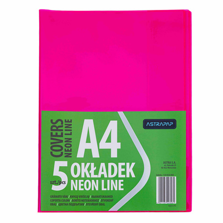 Paczka okładki A4 neon line nieregulowane 5 szt.mix kolorów