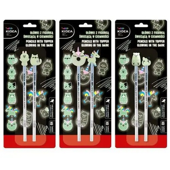 Ołówki z figurką świecącą w ciemności Kidea 2szt.