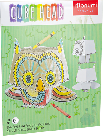 Sowa cube head złóż i pokoloruj