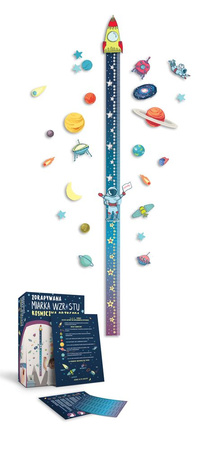 Miarka wzrostu zdrapka dla chłopców kosmiczna przygoda