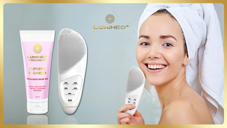 Szczoteczka do twarzy LUMIENO SONIC perłowa + żel do skóry problematycznej