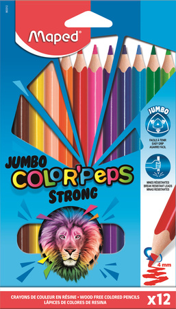 Kredki ołówkowe trójkątne jumbo Colorpeps Strong Maped 12 kolorów