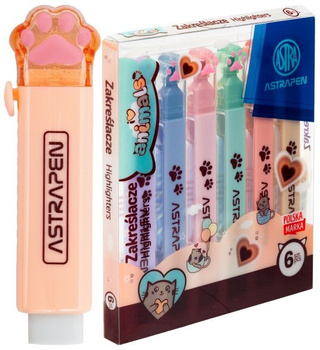 Zakreślacze z łapkami Astrapen Animals Choco 6 kolorów