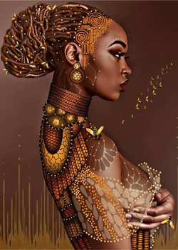 Diamentowa mozaika kobieta czarnoskóra w koku NO-1007442