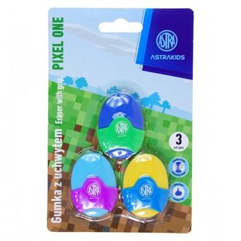 Gumka owalna z uchwytem Astrakids Pixel One 3 szt.