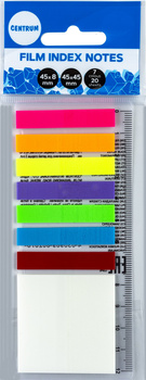 Zakładki indeksujące foliowe 7 neonowych kolorów z notesem i linijką