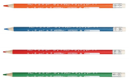 Kredki ołówkowe trójkątne z gumką Keyroad 12 kolorów