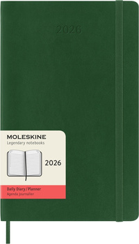 Kalendarz 2026 12M Moleskine L oprawa miękka dzienny Myrtle Green 13x21cm