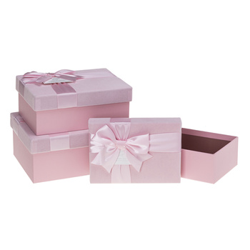Pudełka ozdobne na prezenty PUG-24116-PR Pink 3 sztuki