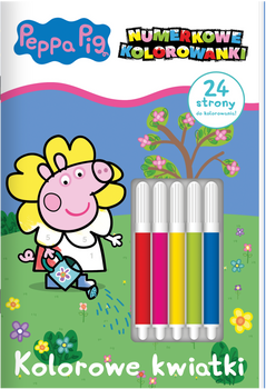 Kolorowe kwiatki. Świnka Peppa. Numerkowe kolorowanki