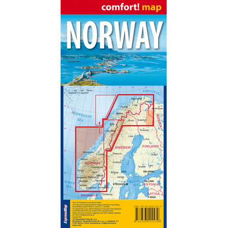 Norwegia road map 1:11000 000 laminat 2025