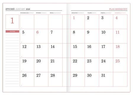 Planer 2026 miesięczny kolorowanka