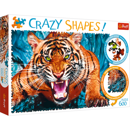 Puzzle 600 Crazy Shapes Oko w oko z tygrysem 11110