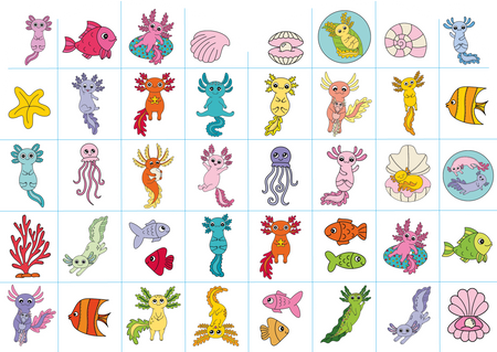 Niesamowite aksolotle. Koloruj i rysuj